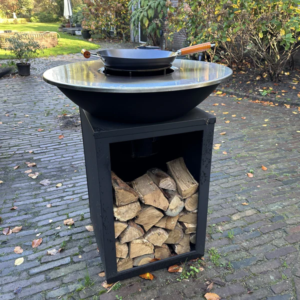 Barbecue Plancha Grill Amigo – Avec Housse de protection personnalisée et rangement bois Ø67cm