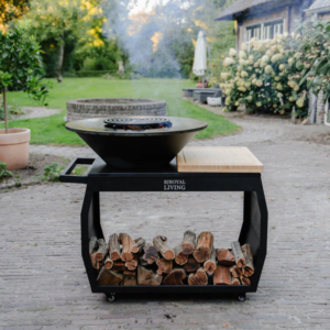 BBQ Plancha Grill Big Jack Noir 3.0 – Avec tisonnier et rangement pour le bois