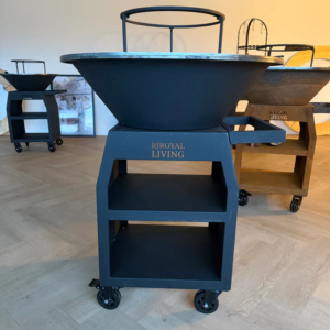 Barbecue Plancha Grill Maestro XXL Ø80cm Blackline – Avec tisonnier et rangement pour le bois