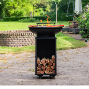 BBQ Plancha Grill Blackline Camarada 2.0 – Avec tisonnier et rangement bois Ø70cm