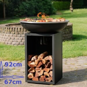 Brasero Plancha Grill Fuego - Avec housse personnalisée et rangement bois O67cm