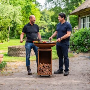 Brasero Plancha Grill Camarada Corten 2.0 - Avec tisonnier et rangement bois O70cm